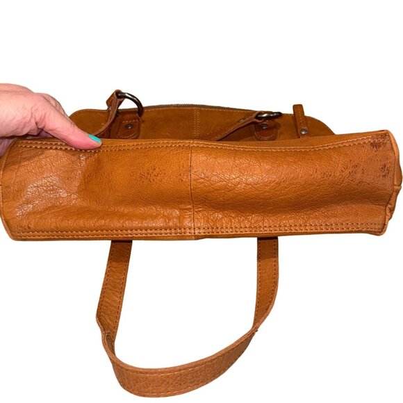 Spike & Sparrow Vintage Camel Leather Handbag Satchel Shoulder Bag Zip Closure - Picture 9 of 13